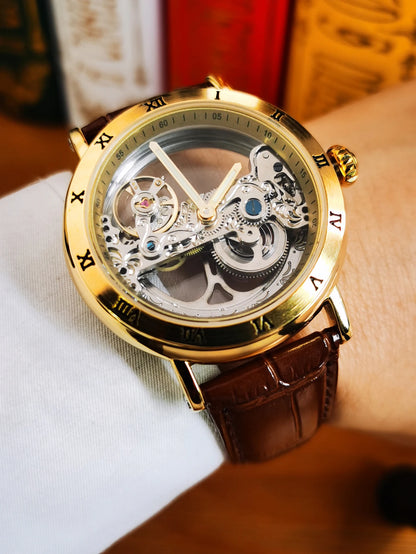 Montre Mécanique Automatique Squelette FORSINING FS134 — Aiguilles Lumineuses, Bracelet Cuir ou Acier