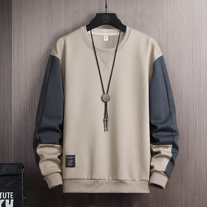 Sweat-shirt Homme Col Rond — Coupe Ample | Motif Patchwork | Style Décontracté | 4 Saisons | 3 Coloris | M–5XL