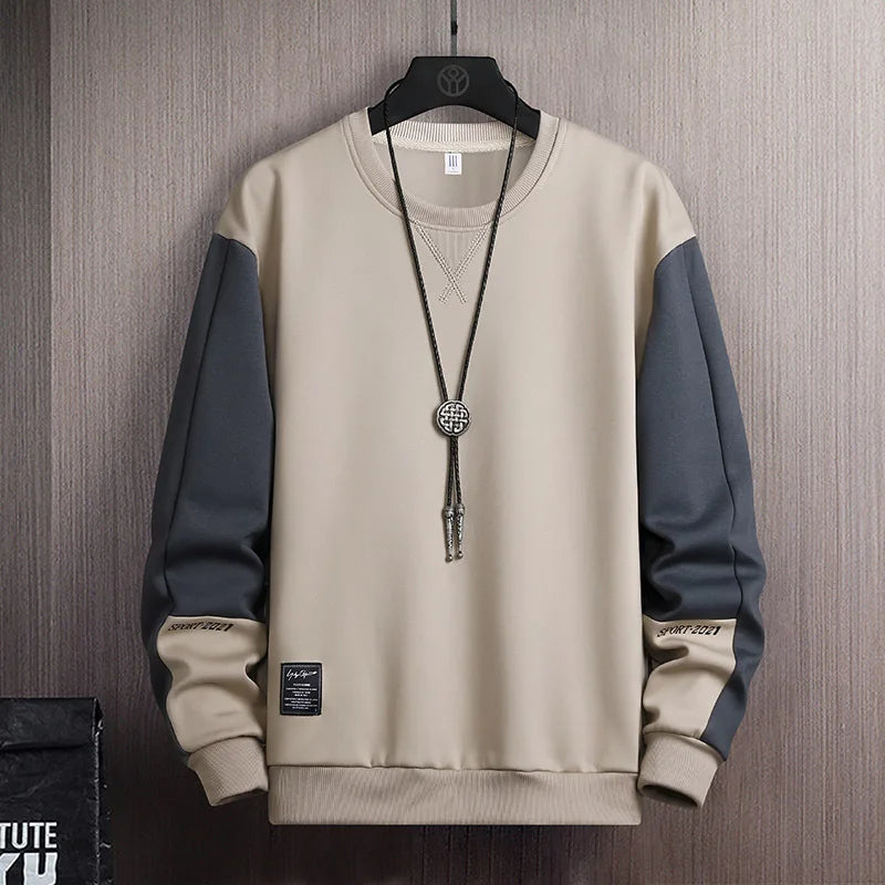 Sweat-shirt Col Rond Homme — Coupe Ample | Motif Patchwork | Sans Capuche | 4 Saisons | 3 Coloris | Asian M à 5XL