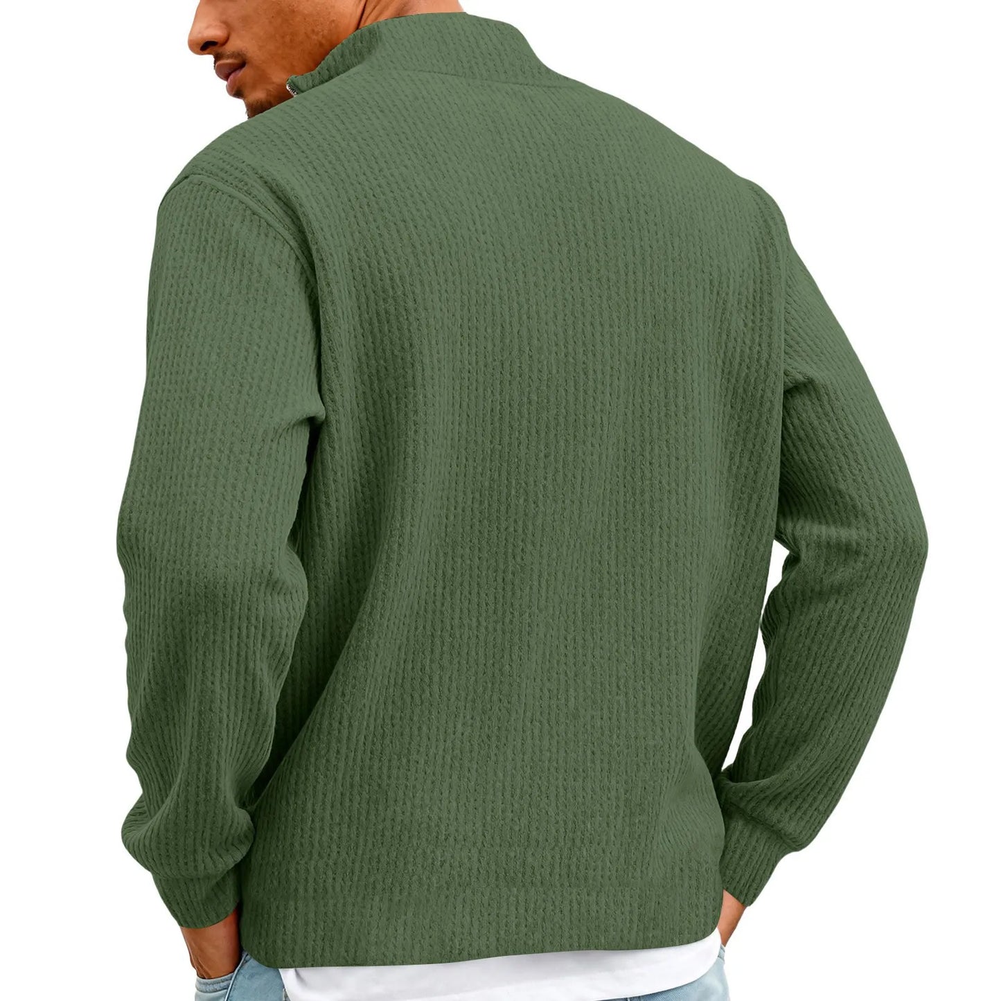 Sweat Col Polo Homme — Manches Longues, Fermeture Éclair, Coupe Ample | Automne-Hiver