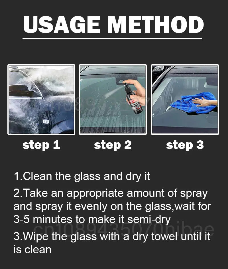 Spray d'eau Anti-pluie pour verre de voiture, revêtement Nano, Agent hydrophobe étanche, Film d'huile pour enlever l'agent de Film de verre automobile