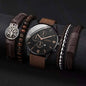 Montre Homme Quartz — Cadran Chiffres Romains + 3-4 Bracelets Interchangeables Cuir & Nylon