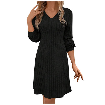 Robe Pull Femme — Col Rond, Manches Longues, Longueur Genou, 5 Coloris | TechNova X