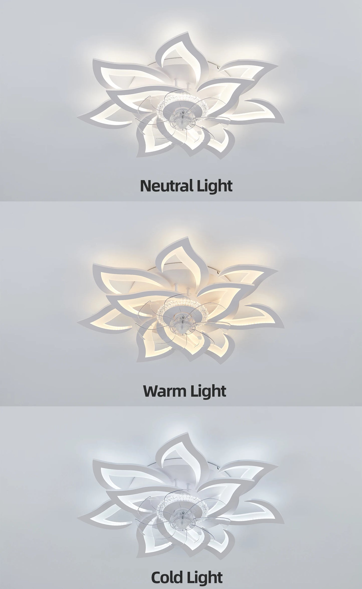 Ventilateur de Plafond Intelligent LED Jelena — 6 Vitesses, App & Télécommande, Mode Été/Hiver