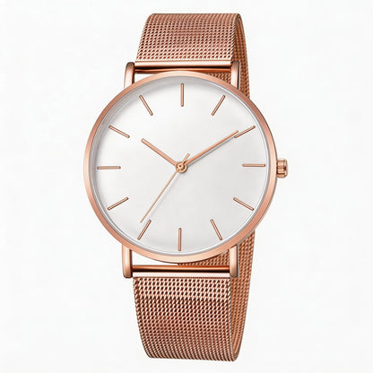 Montre Quartz Fashion TINUORA — Bracelet Acier Inox, Cadran 38mm, Style Luxe Casual, 17 Coloris