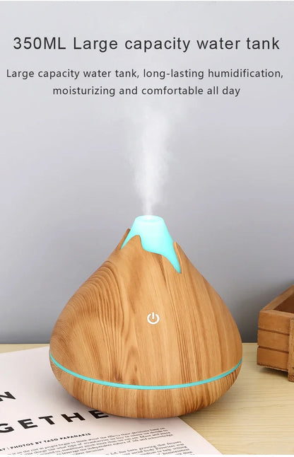 Humidificateur Diffuseur Arômes Design Bois — Ultrasonique, LED 7 Couleurs & USB 5V (200ml/350ml)