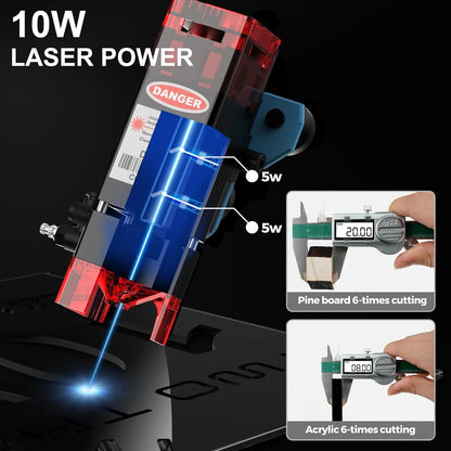 Graveur Laser deux arbres TTS 10 Pro, avec contrôle hors ligne Wifi, Machine de gravure Laser 10W pour la sculpture sur verre, métal et cuir