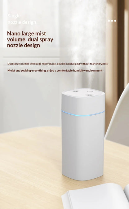 Mini Humidificateur Double Pulvérisation USB — Aromathérapie, Silencieux & Ultra-Compact