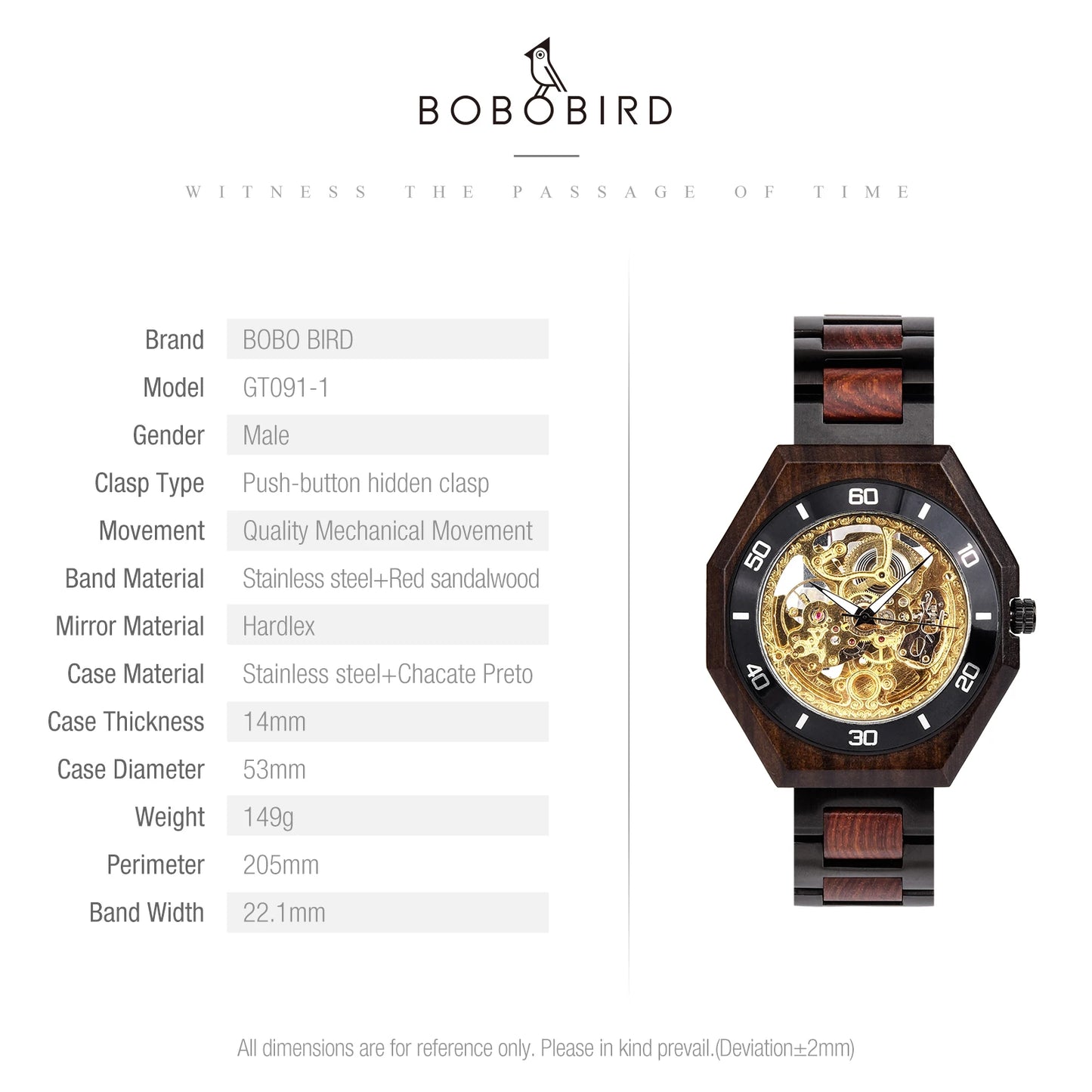 Montre Mécanique en Bois Homme BOBO BIRD — Squelette Lumineux, Étanche 3 ATM, Gravure Personnalisée, 6 Modèles | TechNova X