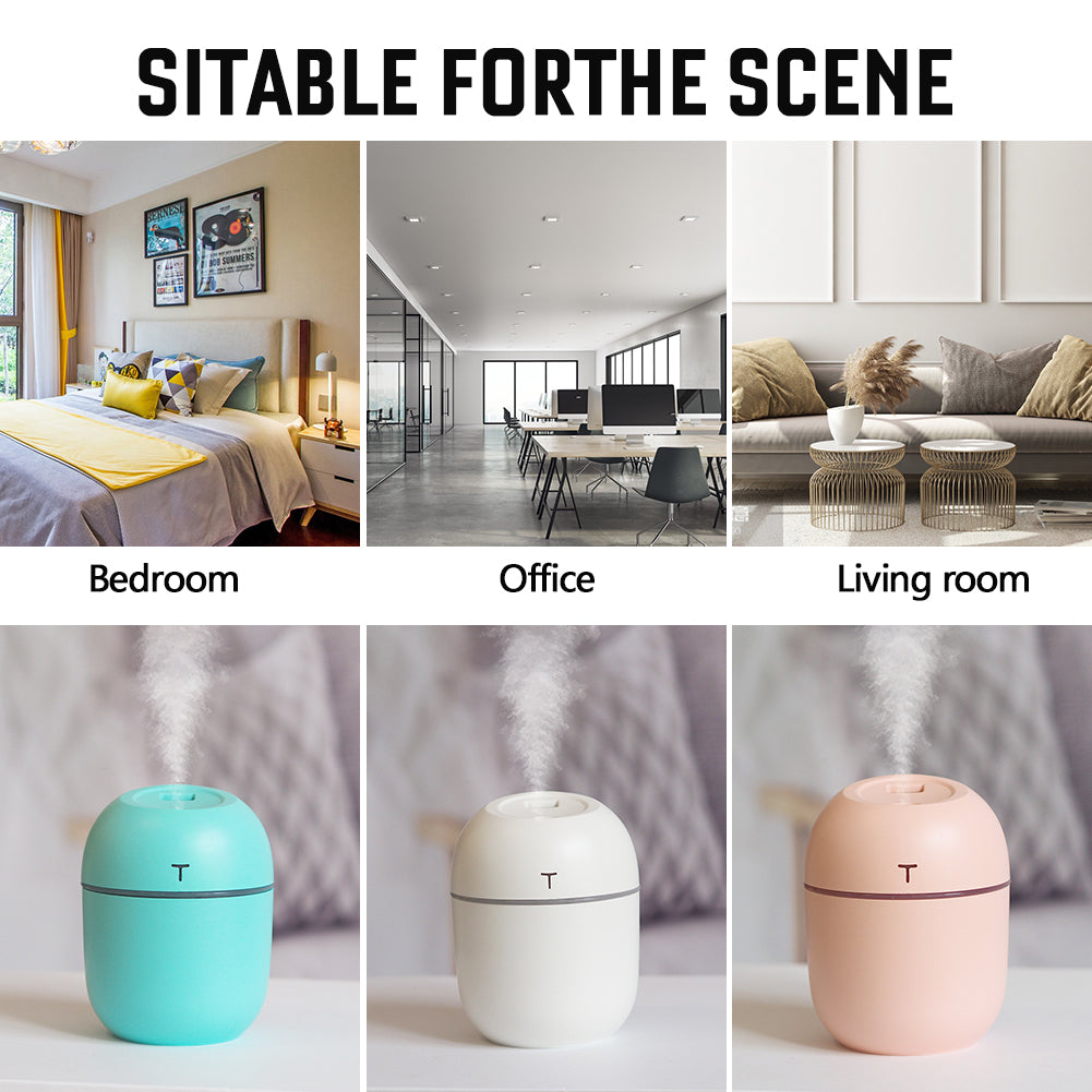 Mini Humidificateur Ultrasonique 220ml — Veilleuse LED, 2 Modes de Brume & Arrêt Auto 3,5h