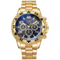Montre Homme Quartz Grand Cadran — Bracelet Alliage Doré, Chiffres Arabes, Style Rock Luxe