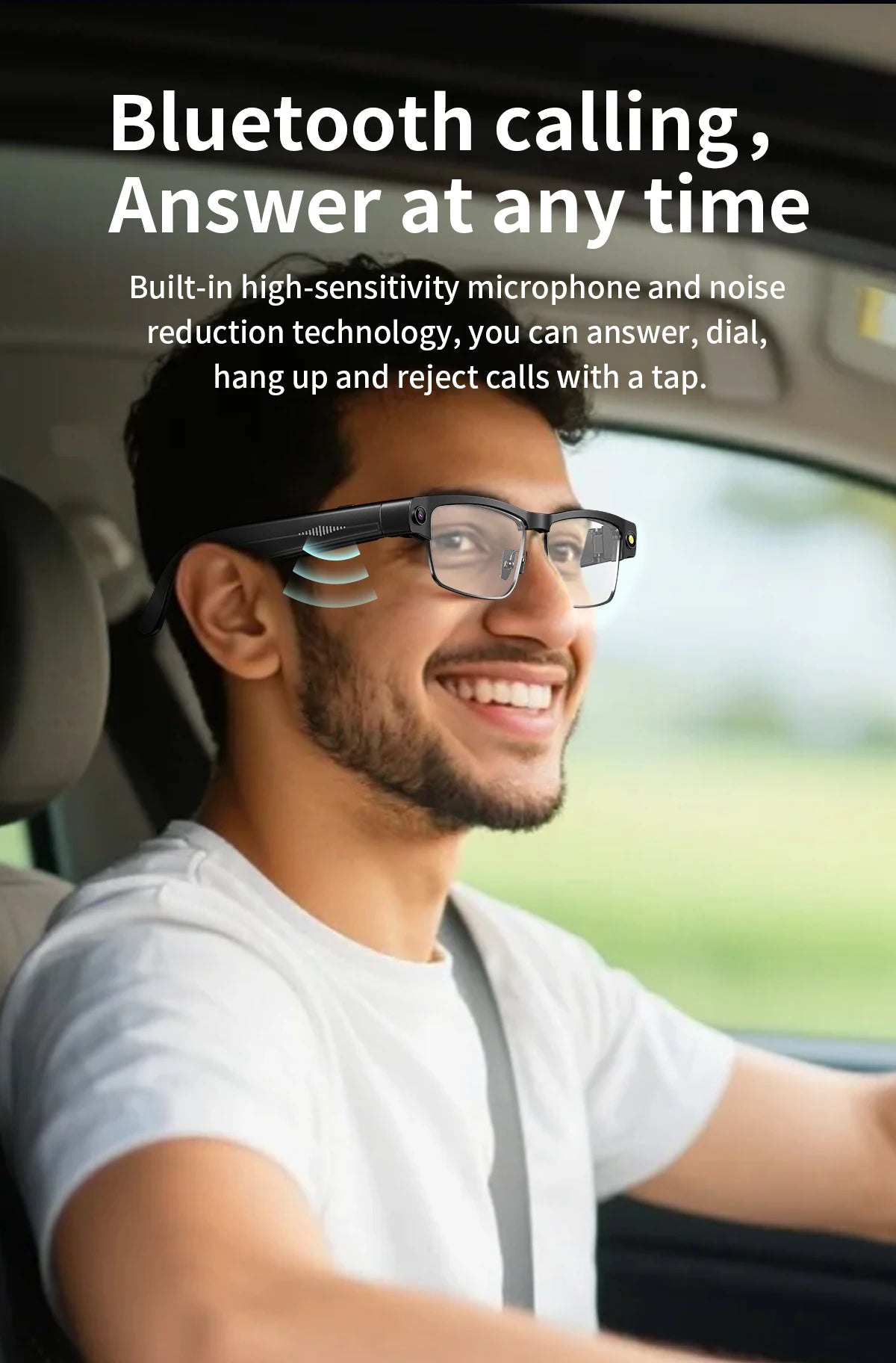 LIGE 800W HD Camera Smart Glasses 1200P HD Video Recording Chat Translation Voice Control Calling Sunglasses Color-Changing Lenses