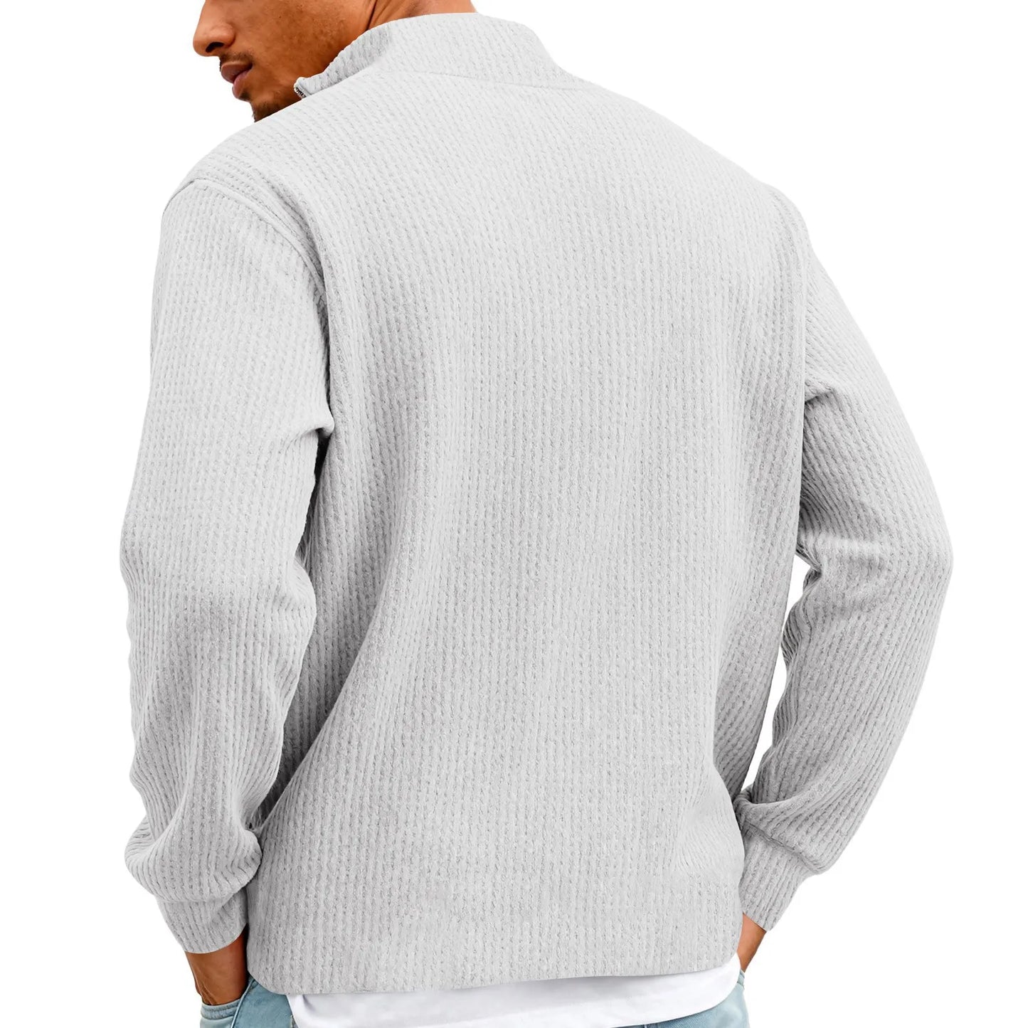 Sweat Col Polo Homme — Manches Longues, Fermeture Éclair, Coupe Ample | Automne-Hiver