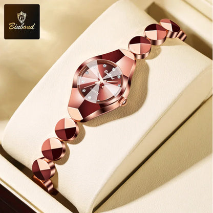 Montre Femme Quartz BINBOND N220 — Bracelet Acier Inoxydable, Style Luxe, 3 ATM, 4 Coloris