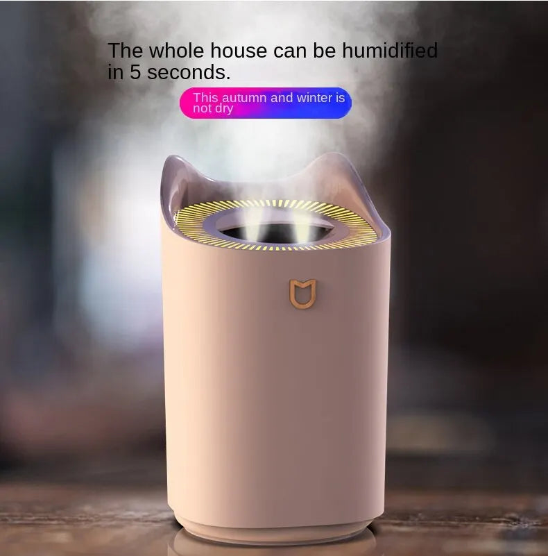 Humidificateur Double Buse 3000ml — Aromathérapie Ultrasonique, LED Ambiance & Multi-Vitesses