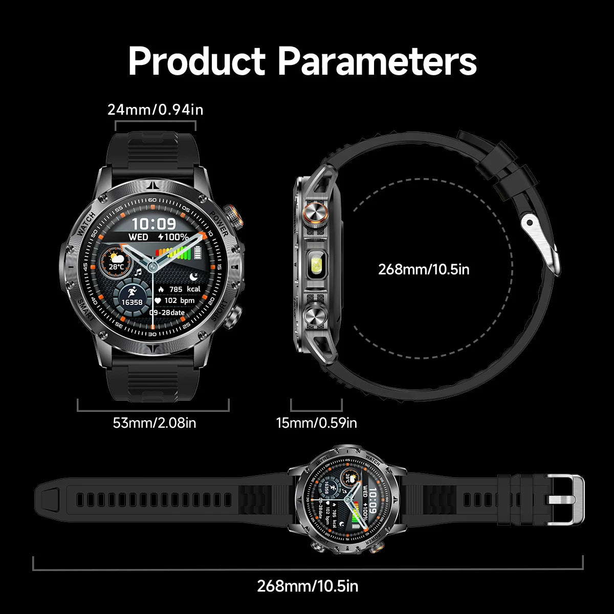 Militaire 1000mAh grande batterie montre intelligente numérique Bluetooth appel sport Smartwatch électronique montres pour homme Android 2026 nouveau