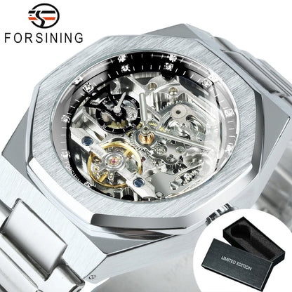 Montre Mécanique Automatique Homme FORSINING FS100 — Squelette Lumineux, Acier Inoxydable, Verre Hardlex, 6 Coloris | TechNova X