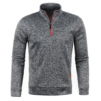 Pull à col roulé avec fermeture éclair pour homme, sweat-shirt d'extérieur, pull à demi-fermeture éclair, vêtements solides, PVD, printemps, automne