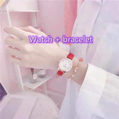 Montre Quartz Enfant Fille — Cadran Cœur, Bracelet Cuir, 5 Coloris + Option Bracelet Assorti | TechNova X