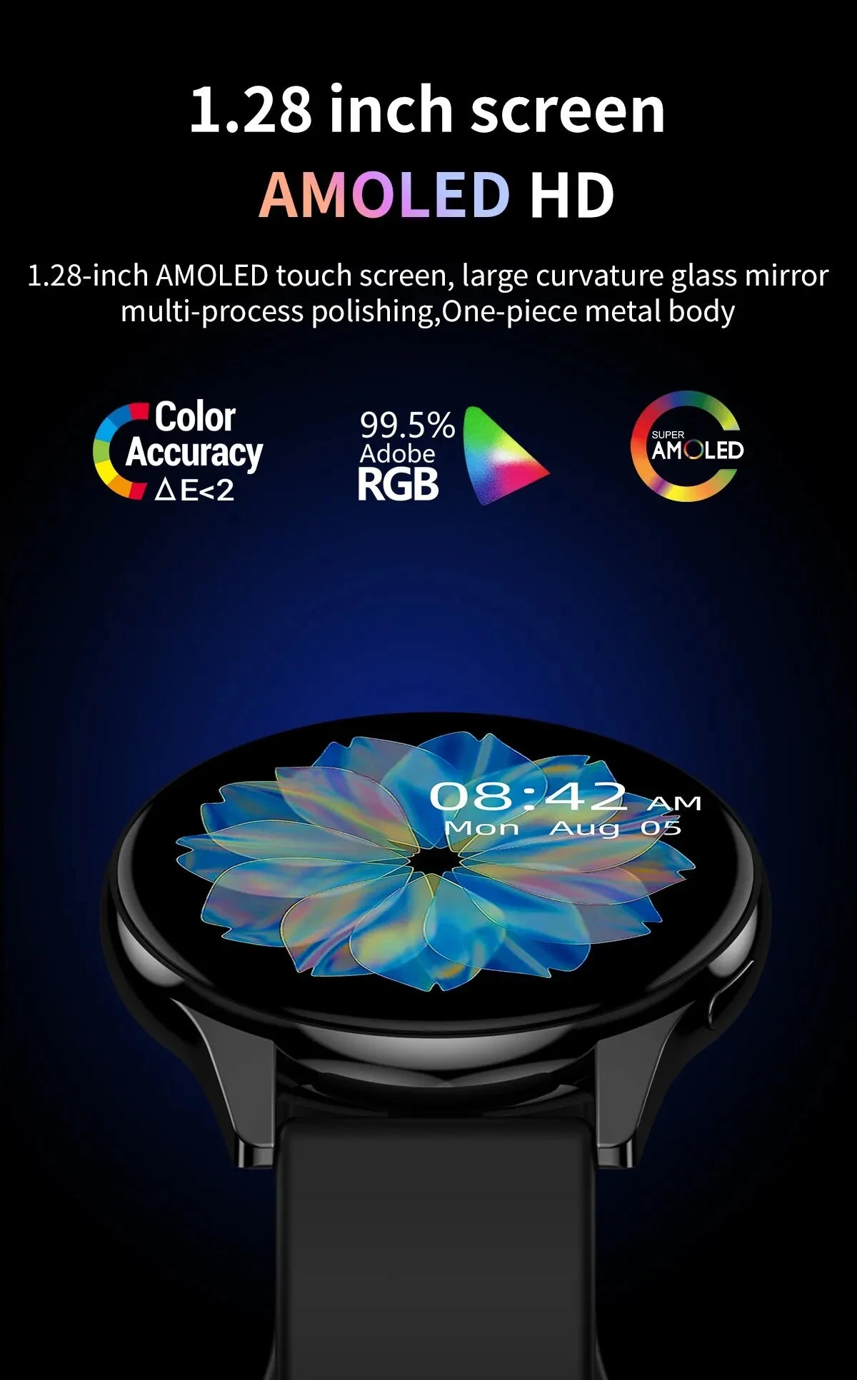 Smartwatch LIGE 0392 — Bluetooth 5.0, Appels, IP68, Charge Magnétique, Cadran Personnalisable