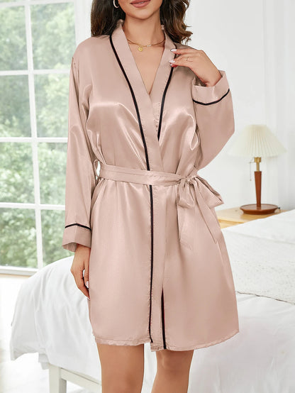 Robe de Nuit Courte Couleur Unie Femme — Peignoir Décontracté Été