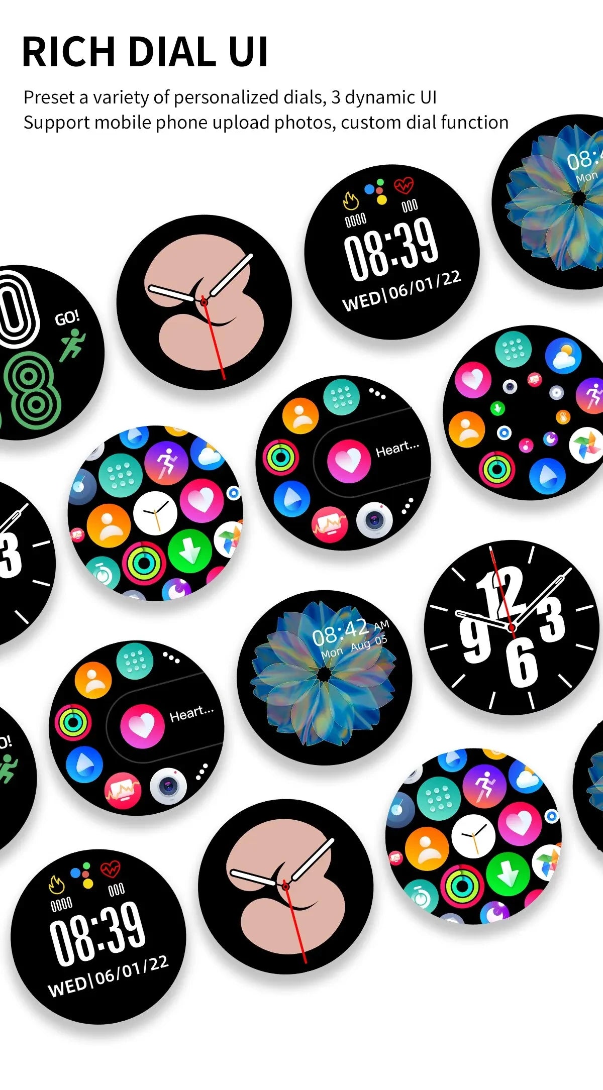 Smartwatch LIGE 0392 — Bluetooth 5.0, Appels, IP68, Charge Magnétique, Cadran Personnalisable