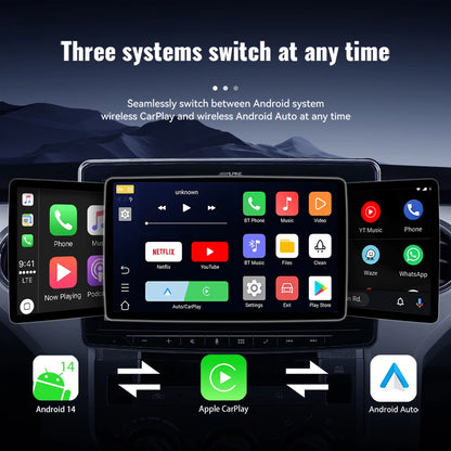 XUDA Android14 sans fil CarPlay/Android Auto 3in1 nouveau CarPlay Ai Box 4 cœurs 4GB RAM + 64GB ROM Plug and Play Transmission Stable