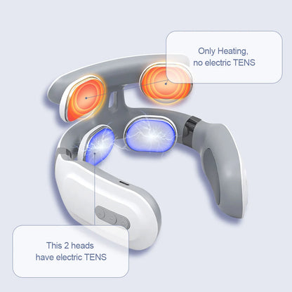 Smart Electric Neck and Back Massager, Rechargeable TENS, Hot Compression Massage, Cervical Vertebra Relaxation, Pain Kneading Therapy