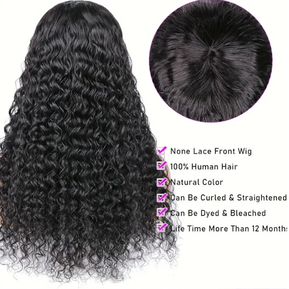 Perruque Cheveux Humains Remy Brésiliens SHIREEN — Vague d'Eau avec Frange, Sans Colle, Machine Made, 8-30 Pouces, Densité 230/250 | TechNova X