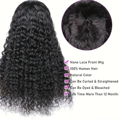 Perruque Cheveux Humains Remy Brésiliens SHIREEN — Vague d'Eau avec Frange, Sans Colle, Machine Made, 8-30 Pouces, Densité 230/250 | TechNova X