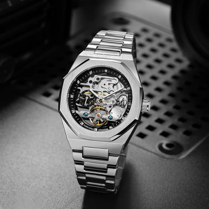 Montre Mécanique Automatique Homme FORSINING FS100 — Squelette Lumineux, Acier Inoxydable, Verre Hardlex, 6 Coloris | TechNova X
