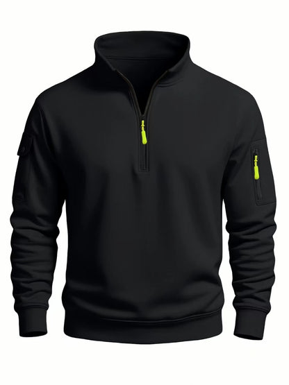 Sweat-Shirt Homme Demi-Zip Col Haut — Sport Décontracté, Coupe-Vent | Automne-Hiver