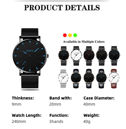 Montre Quartz Minimaliste Homme DIJANES KL959 — Ultra-Fine 8 mm, Bracelet Maille ou Cuir, Verre Hardlex, 9 Coloris | TechNova X
