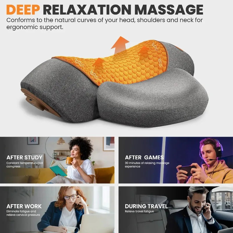 Masseur électrique pour le cou, oreiller cervical chauffant avec interrupteur, soutien du sommeil et du cou, soins de la colonne vertébrale