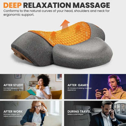 Masseur électrique pour le cou, oreiller cervical chauffant avec interrupteur, soutien du sommeil et du cou, soins de la colonne vertébrale