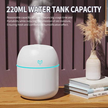Mini Humidificateur USB 220ml — Aromathérapie, Silencieux, Arrêt Auto & 3 Coloris