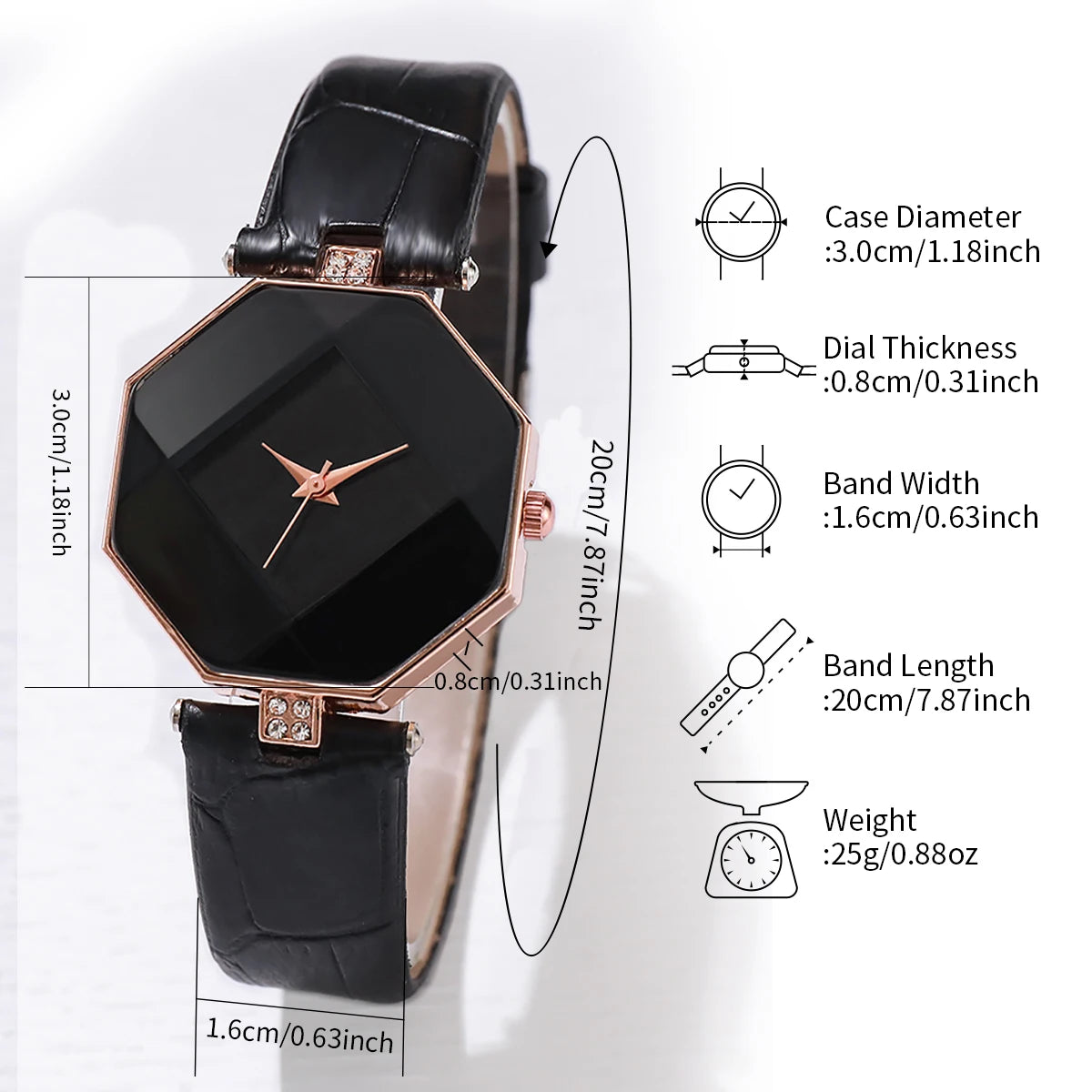 Coffret Bijoux Femme 5 Pièces — Montre Quartz Bracelet Cuir, Boucles d’Oreilles, Collier & Bracelet