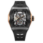 Montre Mécanique Homme Squelette — Boîtier Carré Acier, Automatique, Étanche 3 ATM, Bracelet Silicone | TechNova X