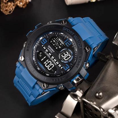 Montre électronique de sports de plein air pour hommes, réveil lumineux, montre à grand cadran