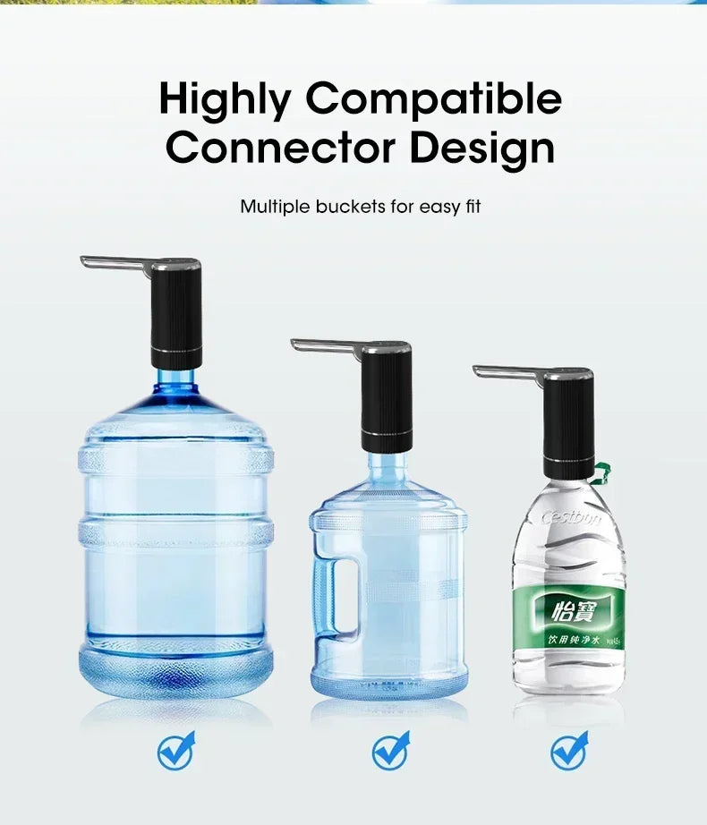 Pompe à Eau Électrique Pliable Rechargeable USB — 1200mAh, Matériau Alimentaire & 1 Semaine d'Autonomie