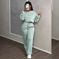 Ensemble deux pièces décontracté pour femme : Sweat-shirt ample à taille haute et pantalon droit – Collection Printemps-Automne