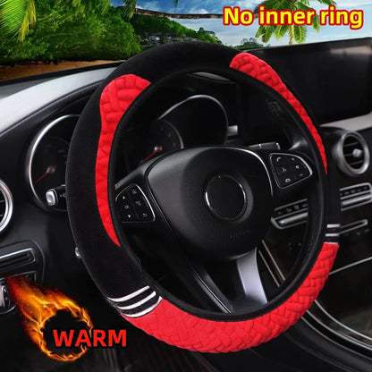 Ours en peluche chaud pour les mains, chat de dessin animé, voiture sans anneau intérieur, housse de volant, fournitures automobiles, 14.5-15 pouces