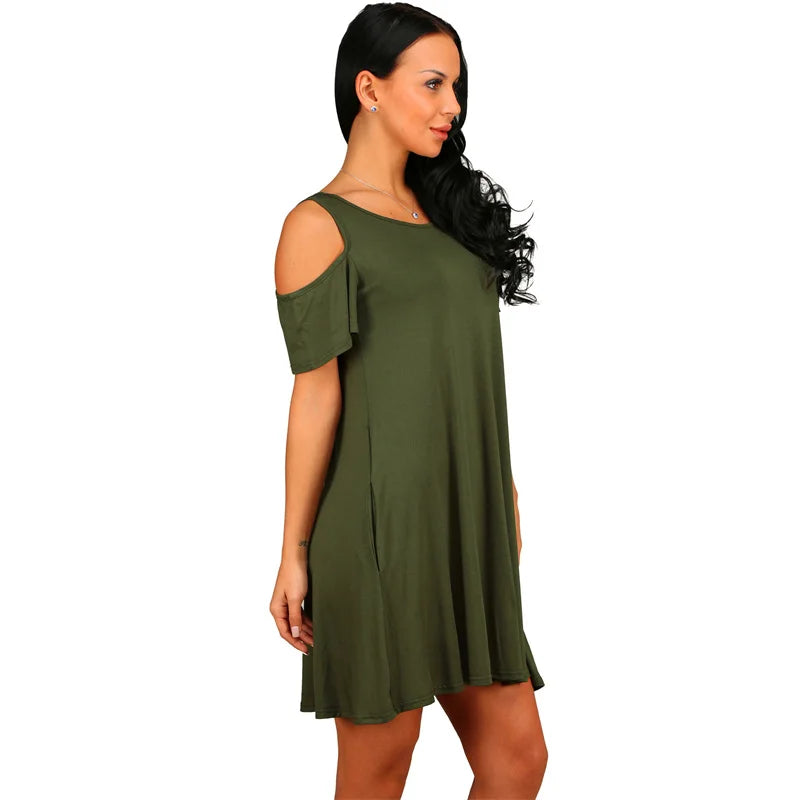 Robe Été Femme Vintage — Épaules Dénudées, Col Rond, Ligne A, 4 Coloris, S-XXL | TechNova X