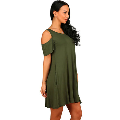 Robe Été Femme Vintage — Épaules Dénudées, Col Rond, Ligne A, 4 Coloris, S-XXL | TechNova X