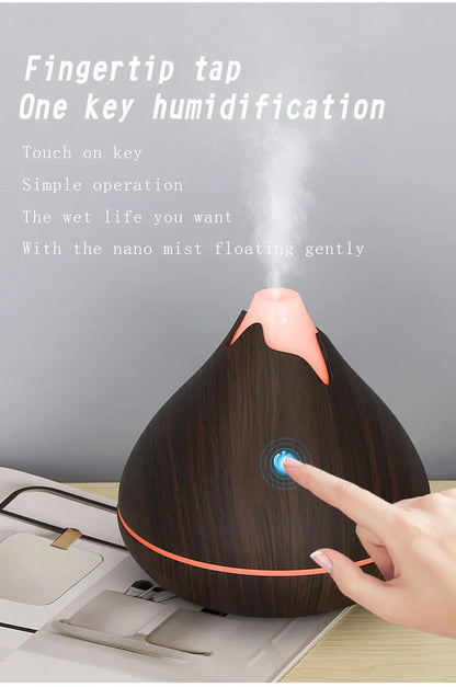 Humidificateur Diffuseur Arômes Design Bois — Ultrasonique, LED 7 Couleurs & USB 5V (200ml/350ml)
