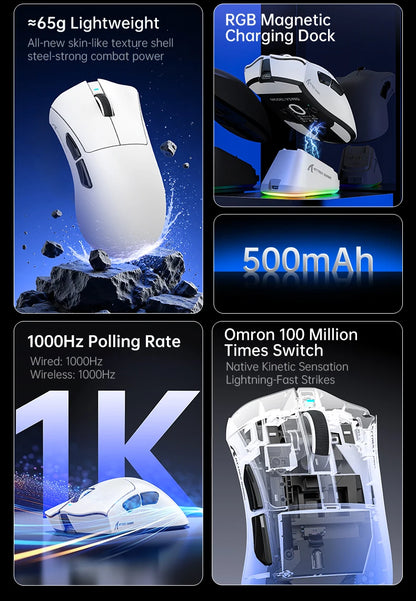 Souris de jeu sans fil Attack Shark V3 PRO, tri-mode 2.4G/BT/filaire, ultra-légère, PAW3311, 26000 DPI