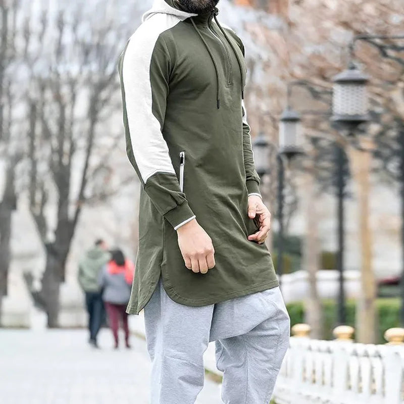Sweat Zippé Homme Col Rond — Coupe Large, Manches Longues | Printemps-Automne