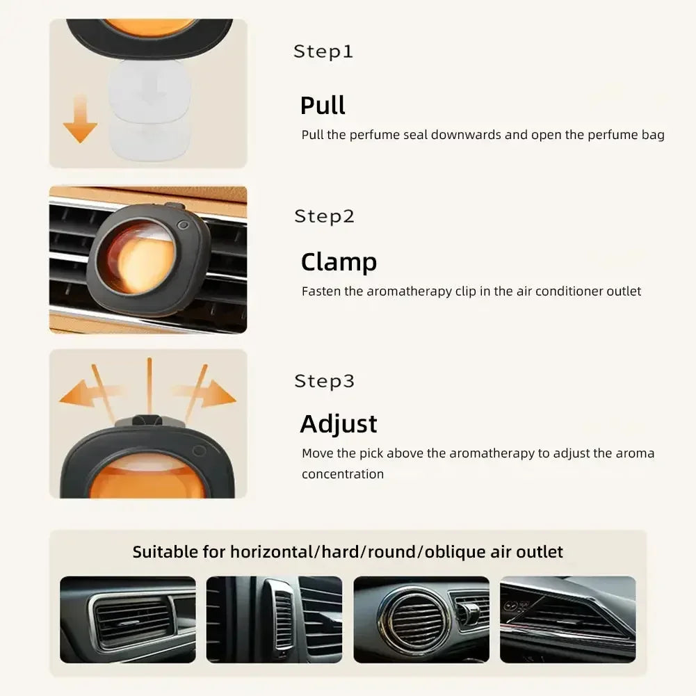 Clip Parfum Voiture Aromathérapie — Extraits Naturels, Anti-Odeurs & 5 Couleurs