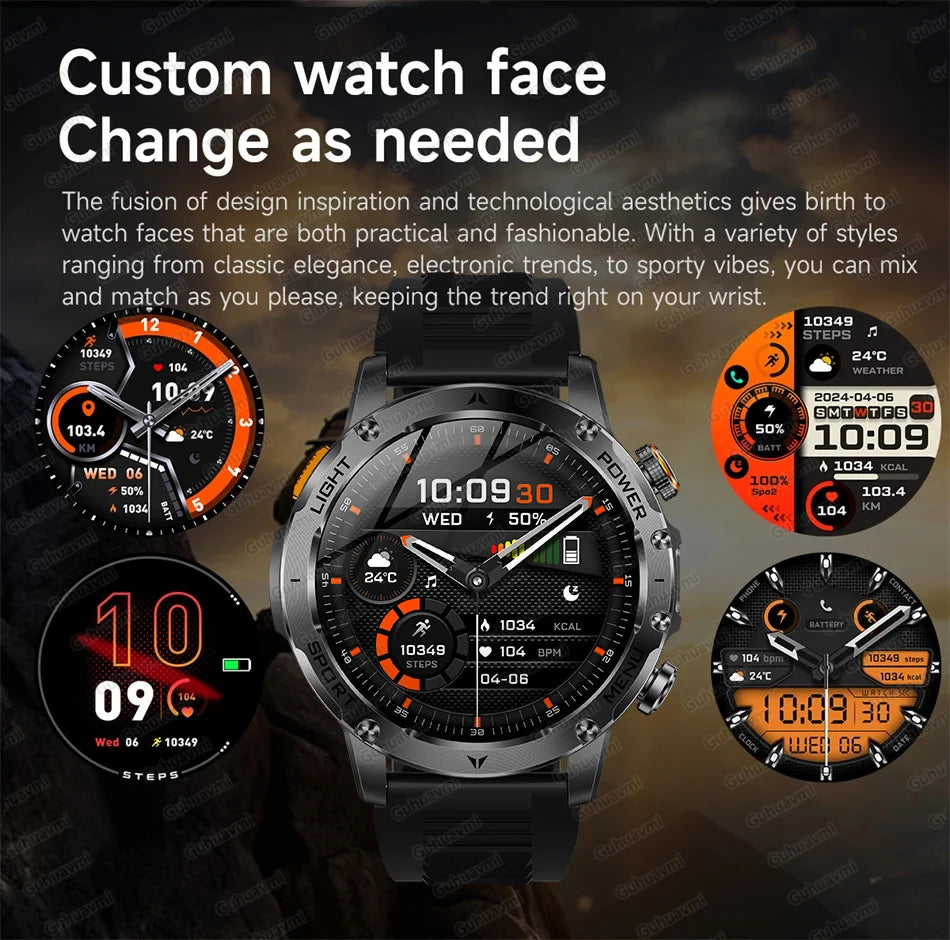 Montre Connectée Sport Militaire AK87 — AMOLED 1,7", GPS, NFC, Étanche IP68, Batterie 1000 mAh, 100 Jours | TechNova X