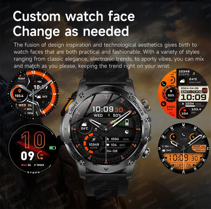 Montre Connectée Sport Militaire AK87 — AMOLED 1,7", GPS, NFC, Étanche IP68, Batterie 1000 mAh, 100 Jours | TechNova X
